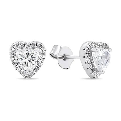 Brilio orecchini romantic silver earrings with zircons hearts ea574w sbs2480 marca, estándar, metalli non preziosi, nessuna pietra preziosa