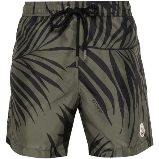 Moncler costume da bagno con stampa palm tree - verde