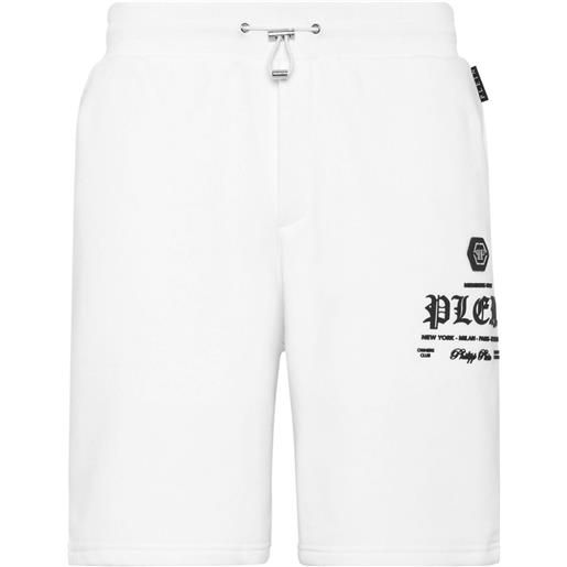 Philipp Plein shorts sportivi con logo goffrato - bianco