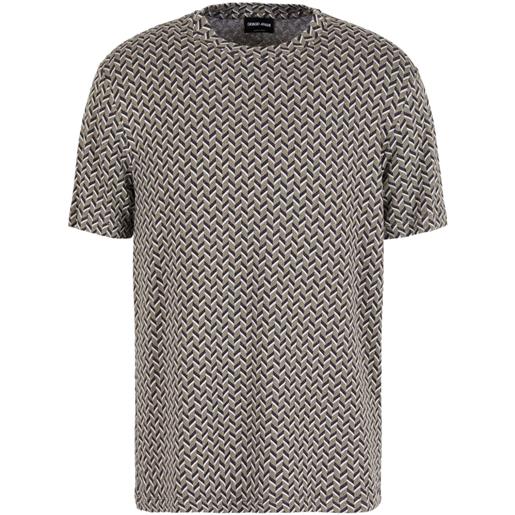 Giorgio Armani t-shirt con effetto jacquard - grigio