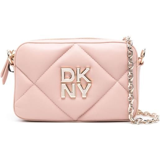 DKNY borsa a tracolla con placca logo - rosa
