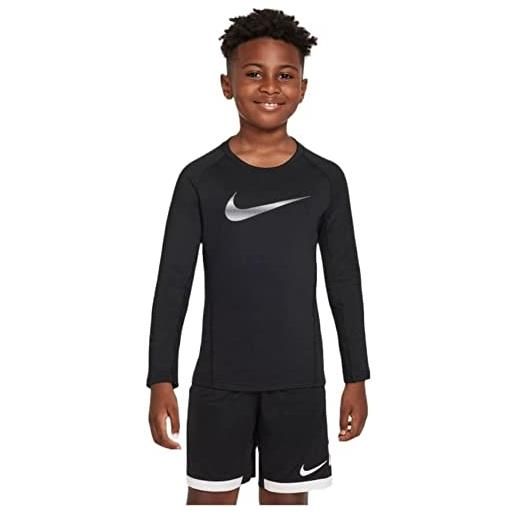Nike pro, felpe unisex bambino, nero/bianco, l