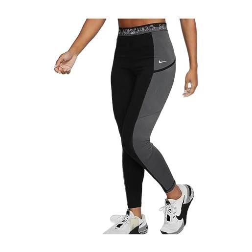 Nike dx0063-010 w np df hr 7/8 tight femme pantaloni sportivi donna black/iron grey/white/white xs