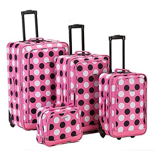 Rockland bagagli dot 4 pezzi set di valigie, pois rosa. (rosa) - f106-pinkdot