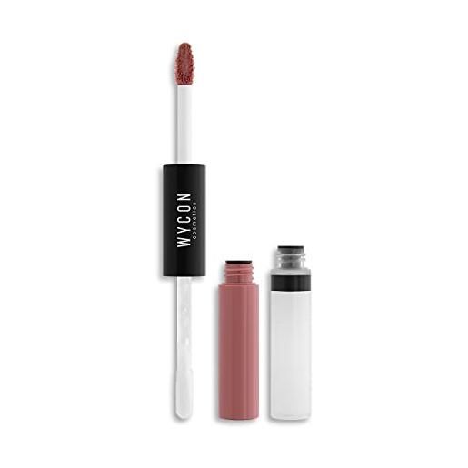 WYCON cosmetics 24h infinity lasting liquid lipstick and lip gloss top coat - rossetto liquido 24h long lasting con top coat, rossetto e lucidalabbra 2 in 1-04 natural diva