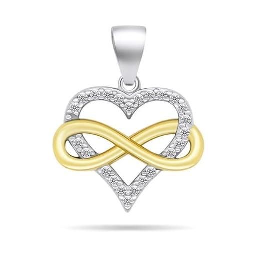 Brilio ciondolo romantic bicolor silver pendant endless love pt62wy sbs2217 marca, estándar, metallo, nessuna pietra preziosa