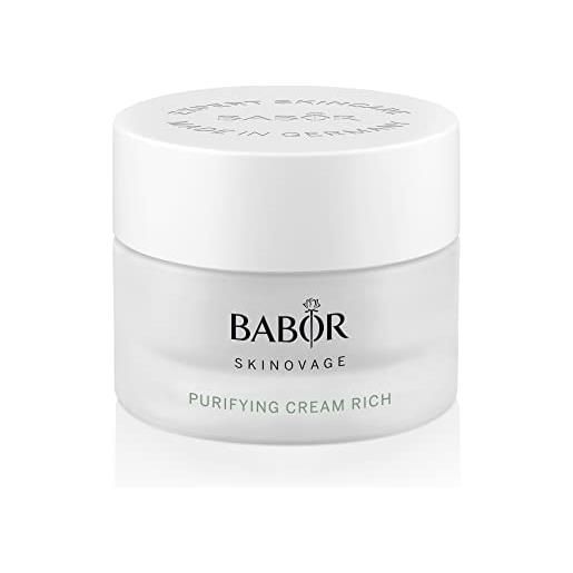 BABOR skinovage purifying cream rich, crema ricca per il viso per pelli impure, trattamento viso chiarificante e purificante, vegan, 50 ml