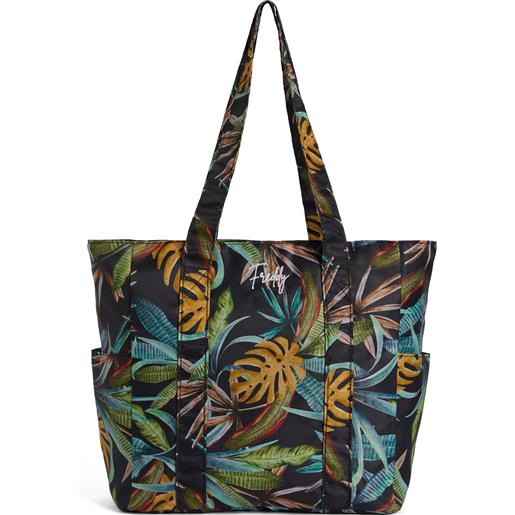 Freddy borsa shopper stampa foliage tropical con tasche laterali