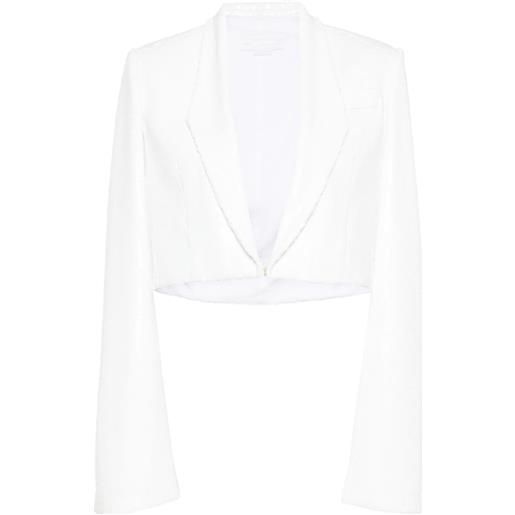 Genny blazer crop con paillettes - bianco