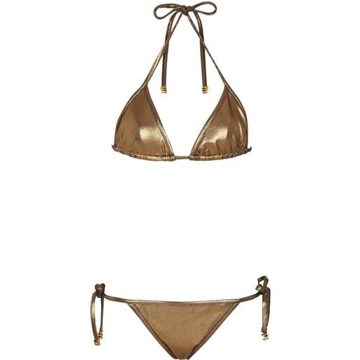 Balmain bikini a triangolo metallizzato - oro