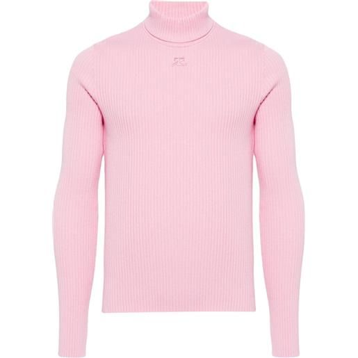 Courrèges maglione con applicazione logo - rosa