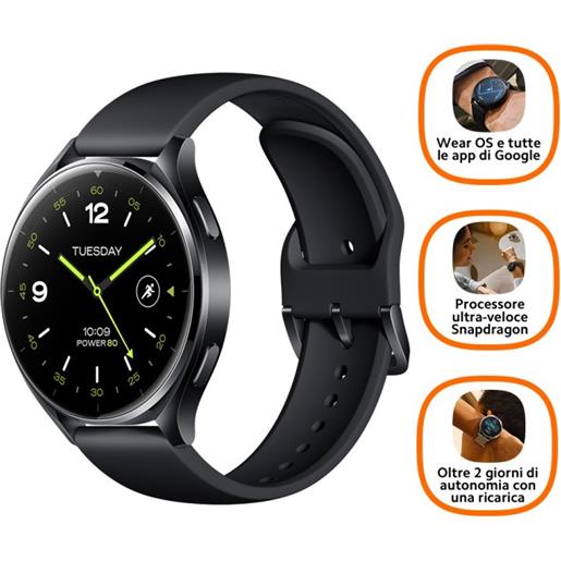 XIAOMI - WEARABLES (EUR) xiaomi watch 2 3,63 cm (1.43") amoled 46 mm digitale 466 x 466 pixel touch screen nero wi-fi gps (satellitare)