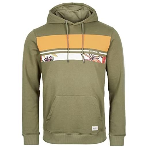 O'NEILL block hoodie felpa con cappuccio, 16011 verde (deep lichen green), s/m uomo