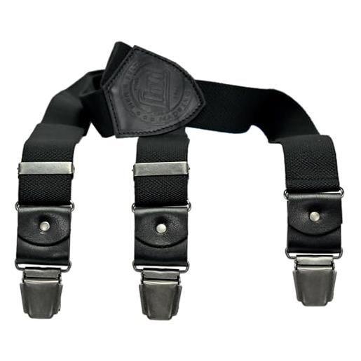 LLOYD Men´s Belts lloyd - bretelle in pelle, 35 mm, con clip sul retro in pelle, misura 120, nero , 120 cm