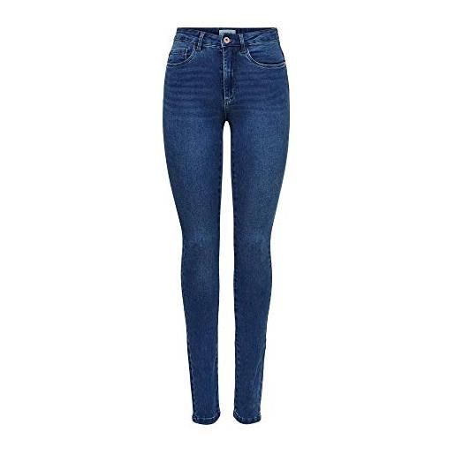 Only onlroyal high waist skinny fit jeans, medium blue denim, 38w / 34l donna