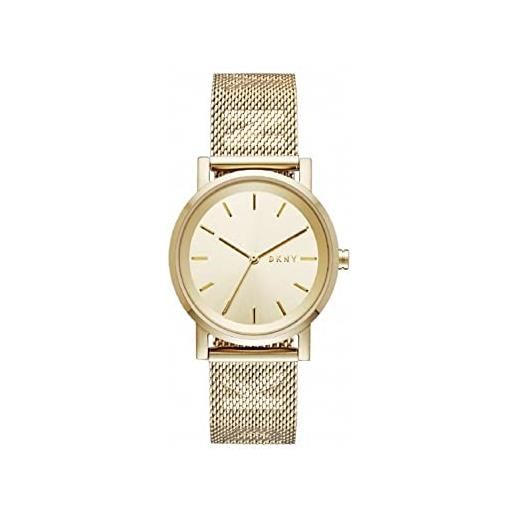 DKNY orologio soho da donna, movimento a tre lancette, cassa in acciaio inossidabile oro 34 mm con bracciale in acciaio inossidabile, ny2621