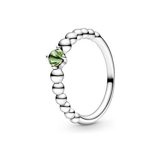 PANDORA anello solitario da donna, in argento sterling 925, misura anello 52, 198867c10-52, verde, metallo prezioso, non pertinente. 