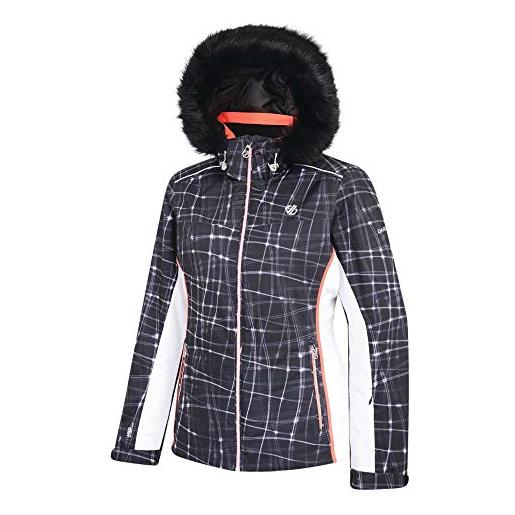 Regatta dare 2b copious waterproof & breathable high loft insulated ski & snowboard jacket with detachable faux fur hood and snowskirt, giacca impermeabile, isolante donna, energia nera, 16