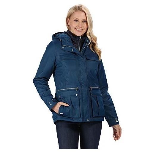 Regatta frostine - giacca termica termica impermeabile e traspirante, da donna, con cappuccio, blu opale/blu navy, taglia s (12)