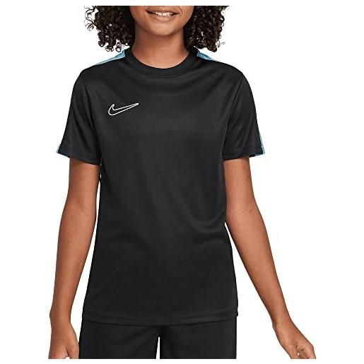 Nike k df acd23 top ss br t-shirt, nero/indaco haze/baltic blue, 86 unisex-bambini e ragazzi