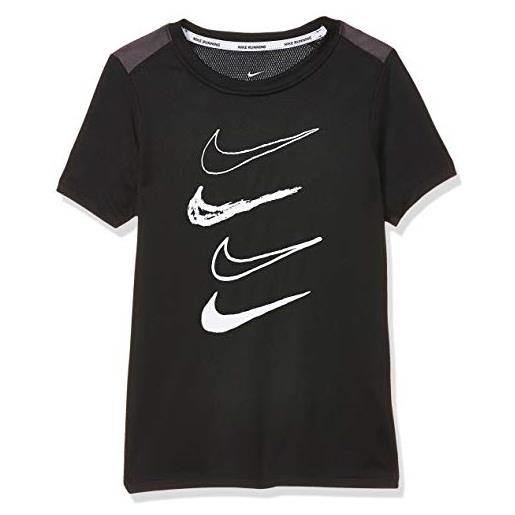 Nike b nk dry gfx, t-shirt bambino, black/thunder grey/white, l