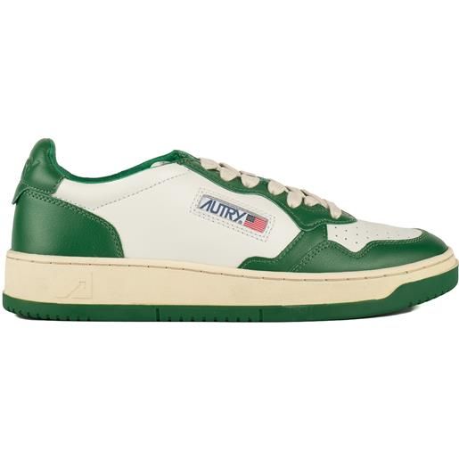 Autry sneakers medalist low in pelle bicolore bianco e verde