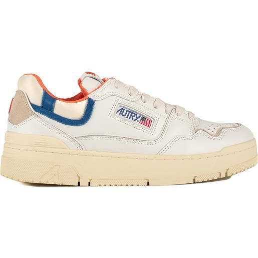 Autry sneakers clc in pelle bianco blu e arancio
