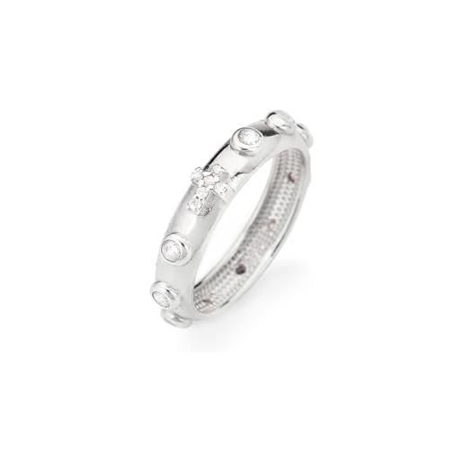 gioiellitaly anello rosario argento 925 liscio grani e croce con pietre bianche anello preghiera unisex gioiello uomo donna