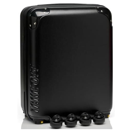 Take OFF Luggage trasformate da bagaglio a mano rigido da sottosella, nero, 18 inch - 2.0, bagaglio rigido con ruote girevoli rimovibili
