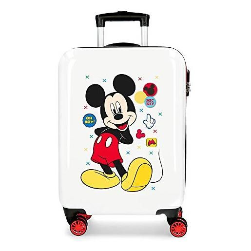 Disney mickey enjoy the day - valigia da cabina bianca 40 x 55 x 20 cm rigida abs chiusura a combinazione laterale 34 l 2,8 kg 4 ruote doppie bagaglio a mano