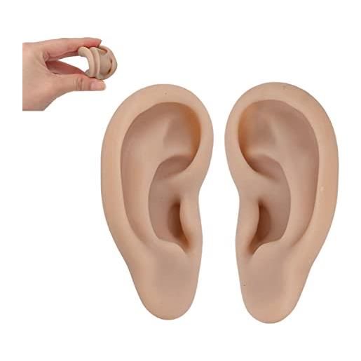 AYNEFY un paio di modelli di orecchio in silicone sinistro e destro simulato modello di display dell'orecchio sinistro e destro artificiale per display di orecchini e modello di (colore della pelle scuro)
