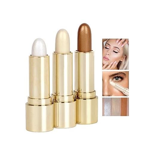 HADAVAKA 3d facial shaping contour highlighting stick, integrated cream makeup stick for contour & highlighter, portable highlighter stick, highly pigmented shimmer highlighter, for all skin tones (3pcs)
