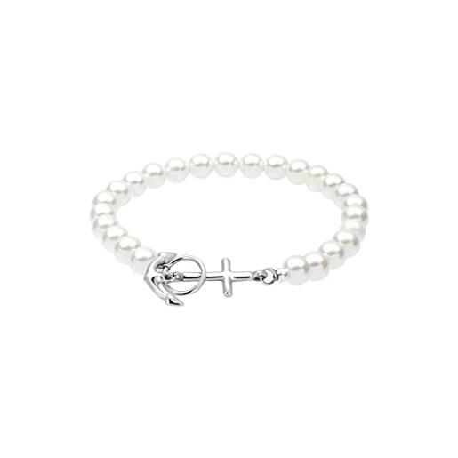 Elli bracciale da donna in argento 925 con perla sintetica bianca, 18 cm