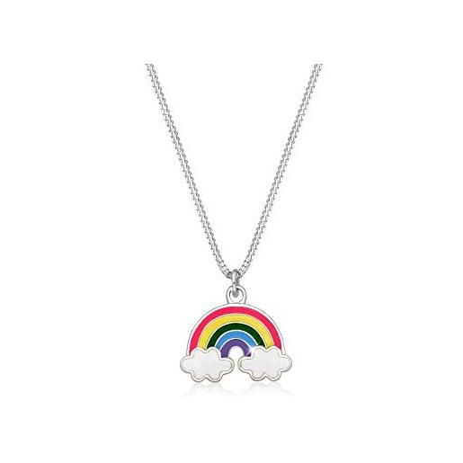Elli collana bambini ciondolo forma di nuvola arcobaleno con smalto multicolore in argento sterlino 925
