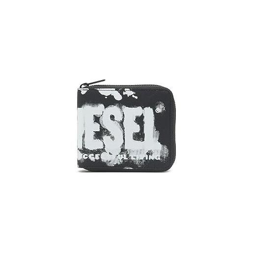 Diesel rave bi-fold coin zip xs wallet, accessori da viaggio-portafogli unisex adulti, nero, talla única
