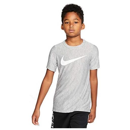 Nike dri-fit, maglietta unisex-adulto, grigio (smoke grey/white), m