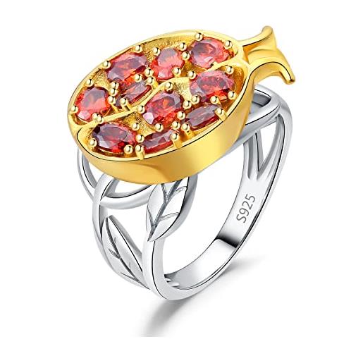 JewelryPalace 2.7ct melograno anello da cocktail donna argento con cubica zirconia rossa, anelli donna 925 con pietra a taglio ovale, fedina zirconi anelli dorati anniversario set gioielli donna