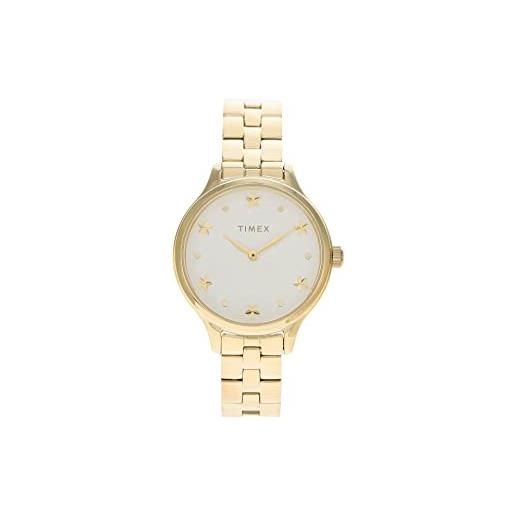 Timex women's peyton 36mm quartz dress watch with stainless steel strap, gold, 14 (model: tw2v23300vq)