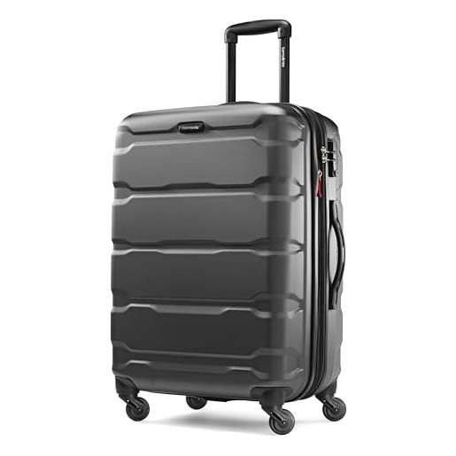 Samsonite omni pc hardside valigia espandibile con ruote spinner, nero, checked-medium 24-inch, omni pc hardside valigia espandibile con ruote spinner