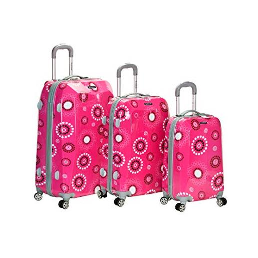 Rockland luggage vision polycarbonate 3 piece luggage set, pink pearl, one size