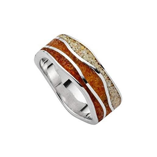 DUR anello da donna con riflusso e marea in argento sterling, colore argento/marrone-sabbia, misura anello: 54, r5407.54, 54, argento, nessuna pietra preziosa