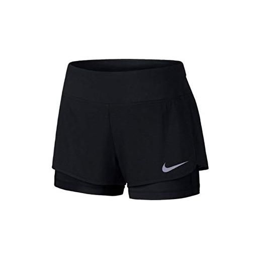 Nike w nk flx 2in1 short rival pantaloncini, donna, nero/nero, xs