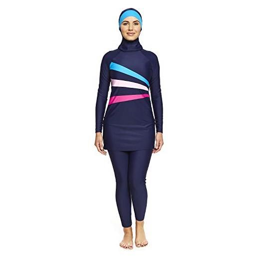 Zoggs sandon modesty suit-costume da bagno 3 pezzi, intero donna, blu navy/multicolore, 14 uk (38 inch)