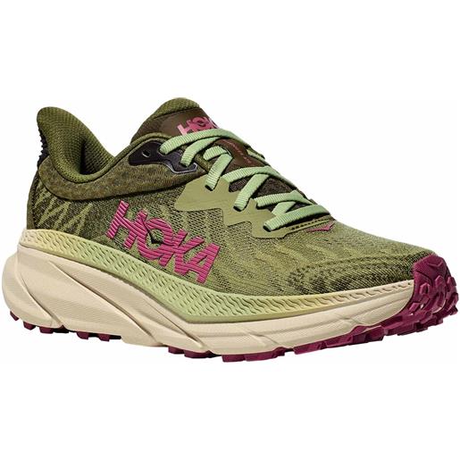 Hoka - scarpe da trail - challenger atr 7 w forest floor / beet root per donne - taglia 7,8.5,9 - verde