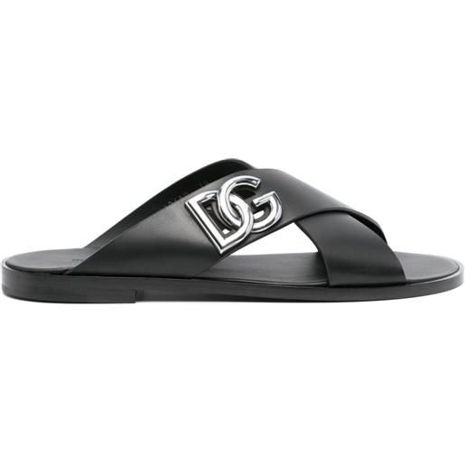 Dolce & Gabbana sandali slides con logo - nero