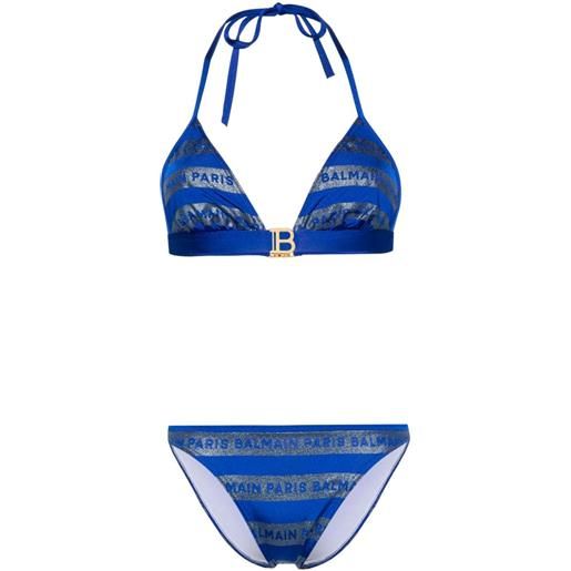 Balmain set bikini a triangolo - blu