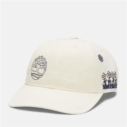 Timberland cappellino non tinto summer camp in bianco bianco unisex