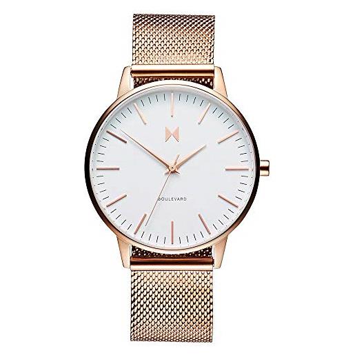 MVMT orologio analogico al quarzo da donna collezione boulevard con cinturino in pelle o in acciaio inossidabile bianco/oro (white/gold)
