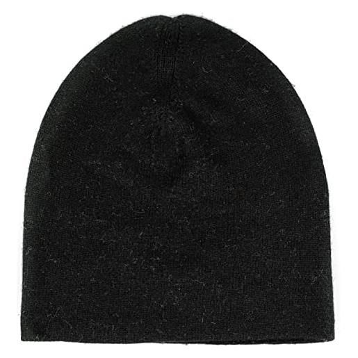 yanopurna cappello cashmere - 100% lana di cashmere, berretto cashmere uomo donna intrecciato a mano made in nepal, lavaggio a mano, circonferenza 57-58 cm, taglia m, nero