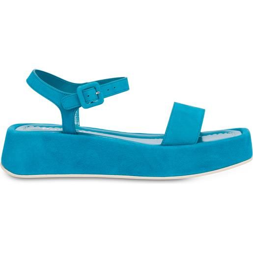 POLLINI sandali flatform in camoscio seventy - azzurro